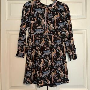Ann Taylor Loft Long Sleeve Snow Bird Peacock Dress 00p